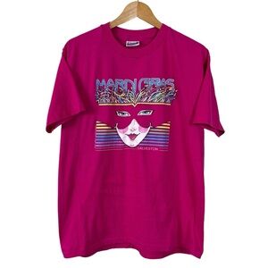 Vintage Mardi Gras Galveston Magenta Pink Single Stitch T-Shirt Size XL